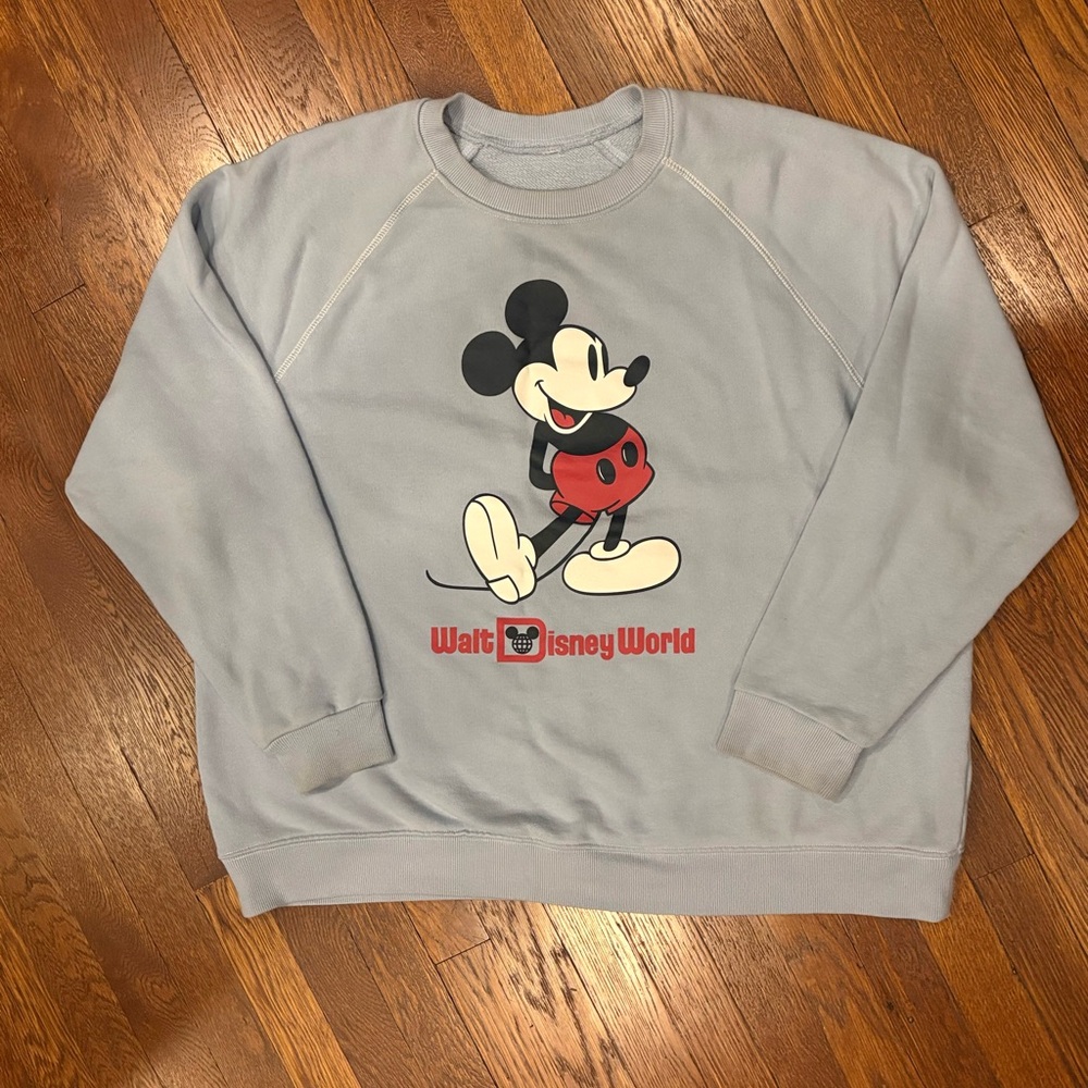 Disney Light Gray Mickey Mouse Crewneck Sweater
